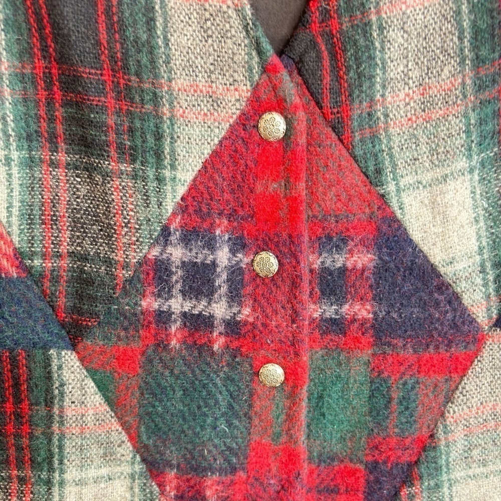 Vintage Jonathan Martin Plaid Wool Blend Patchwork Vest Womens Size Medium Lined - Picture 3 of 12